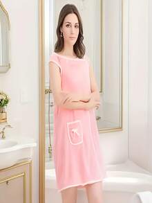 Women's Extra Large Bath Towel, Sauna Bathrobe, Bathrobe With Pockets - Soft Extra Large Towel And Bathrobe, Modern Elegant Design, Blue And White Striped Pattern, Durable Quick-Dry Fabric, High-Quality Rectangular Bath Towel, Suitable For Home Use