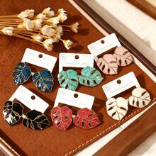 Enamel Leaf Earrings For Women Stainless Steel Statement Jewelry Chic & Sweet Style For Every Occasion