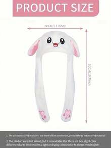 兔子帽子带活动毛绒耳朵 - 卡通风格帽子 - 西瓜帽 - 耳朵形头带 - 彩色 - 查看 6