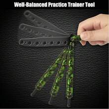 Juego de Entrenador de Cuchillo Mariposa y Peine para Principiantes, 2 Piezas, Simulador de Práctica Segura sin Filo - Trucos y Habilidades - Verde - Ver 6