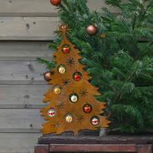 1pc Vintage Rusty Metal Christmas Tree Garden - Weather-Resistant Outdoor Holiday Decor, With Star And Ornament Design, Perfect For Patio, Lawn, Porch Or Fence, Holiday Home And Garden Decor, Christmas Decoration, DIY Christmas Tree - Multicolor - View 6