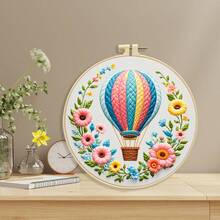 1 Set 11CT Cross Stitch Embroidery Kit, DIY Handmade Embroidery, Gramophone, Hot Air Balloon, Bee, Vase, Floral Pattern, With 3-Strand Threads, Needles, And Instructions - Multicolor - View 7