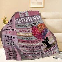 A Blanket For The Best Friend,Super Soft Flannel Printed  Blanket,As Birthday Gifts, Family, Wedding, Souvenir Blankets, Polyester Blankets Suitable For All Seasons, Washable, Machine Washable, Lightweight, Breathable, Comfortable, Warm, Unique, 280gsm For Him, Her Personalized Ideal Gifts For Her,Perfect Nap, Camping, Travel, Home, Daily Life, Office Decoration, Birthday, Anniversary, Valentine's Day, Thanksgiving, Christmas, Halloween, Wedding, New Year Gifts ,Sofa,Bed,Car,Bedroom,Living Room,Office,  Outdoor Camping, Beach,Wall Decoration - 多色24 - 查看 3
