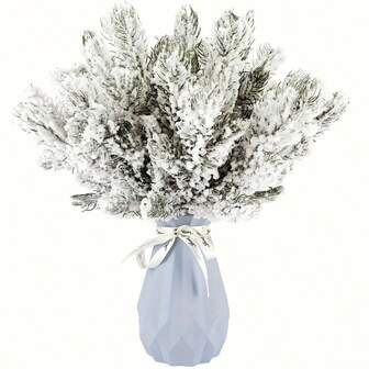 1/6/12 st frostade tallgrenar - julbukett av cederträgrenar för säsongskransar och högtidsdekorationer, plastbänkskiva av tallgrenar för gör-det-själv-pyssel, vinterdisplayer ingen elektricitet eller batterier krävs heminredning juldekorationer rumsdekor