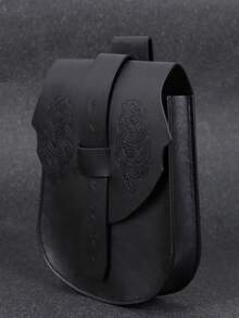 1 PC Viking Snake Embossed Faux Leather Belt Bag, Scandinavian Belt Pouch, Medieval Vintage Cell Phone Waist Bag For Renfair Christmas And Daily Waist Bag