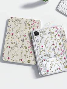 The Beautiful And Cute Cartoon Flower And Grass Double-Sided Painted Acrylic Transparent Crystal Back Cover Is Shockproof And Suitable For IPad 7th Generation, 8th Generation (10.2 Inches), And 10th Generation. It Has A Built-In Pen Slot And Supports Sleep And Wake-Up Functions/Multiple Folding Stand Methods. These Are Halloween Gifts And New Year Gifts - 彩色 - 查看 2