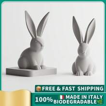 ORIZZONTE Modern Easter Decoration – Minimalist Bunny With Or Without Base – Spring Sculpture For Home, Table Or Desk – Festive Gift Idea – Available In 2 Variations – 100% Made In Italy, Shipping From Italy - Grey - View 2
