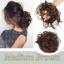 Natural Soft Messy Bun Hair Extensions X-Large Scrunchie Updo Cover Hair Elastic Band Wrap On Ponytail Hair Extensions Synthetic Straight Tousled Chignon Bleach Blonde Highlight Ombre Color Hairpiece Pony Tail Hair Piece For Women Halloween Party Daily Wedding - 彩色 - 查看 24
