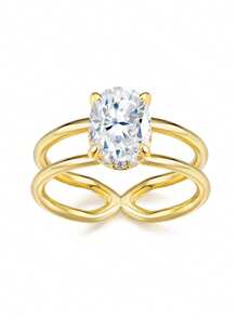 1pc 925 Sterling Silver Moissanite Diamond Ring, Suitable For Banquet, Party, Official Occasions, Festivals, Valentine's Day, Engagement, Wedding, Anniversary, Birthday Gift, Daily Wear