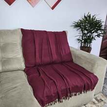 Kit Of 2 Blankets For Giant Luxury Sofa 120x210 Decorative Protective Sofa Cover - 酒紅色 - 查看 4