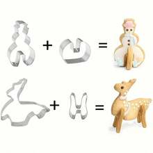 Stainless Steel Christmas Cookie Cutters, 3D Stereoscopic DIY Christmas Tree, Snowman, Sled, Reindeer, Home Party Baking Tools - Multifunctional Kitchen Tools For Holiday Baking, Pastry Decoration And Celebration - Christmas