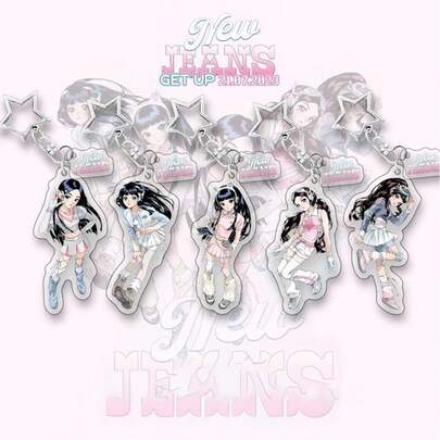 New Jeans Acrylic Keychain, Keyring Pendant Bag Charm, Celebrity Group Merchandise
