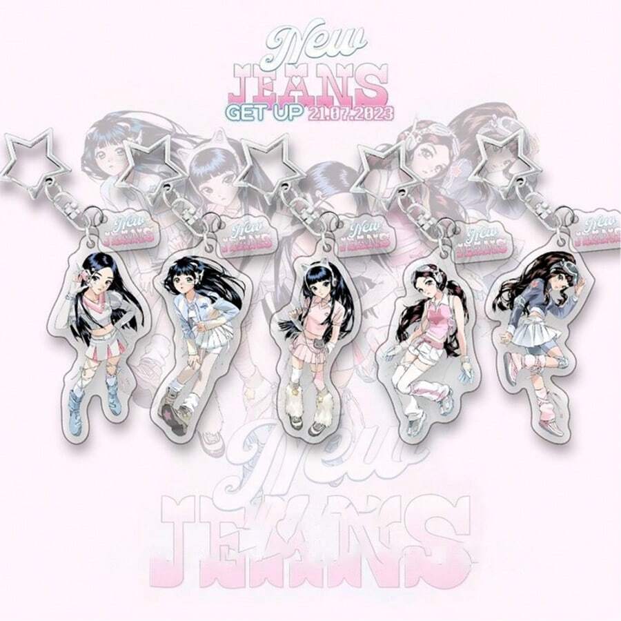 New Jeans Acrylic Keychain, Keyring Pendant Bag Charm, Celebrity Group Merchandise - Multicolor - View 1