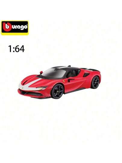 Burago Modelo de coche en miniatura de aleación de la serie Ferrari a escala 1:64, modelo de coche de carreras deportivo pequeño de simulación, colección de coches en miniatura, adorno de coche pequeño como regalo de cumpleaños, Año Nuevo o Navidad para hombres