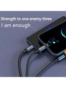 3 In 1 Intelligent Digital Display Data Cable 120W Fast Charging Suitable For  Compatible With Iphone 17/17Pro/16 / 16pro / 16pro Max / 16plus / 15 / 15pro / 15plus / 15promax, Compatible With Samsung, Mobile Phone Flash Charging 6A Data Cable With LED Screen,MFI Certified Multi-Charging 3-In-1 Cables,Perfect For Compatible With Iphone, Android Phones, And Tablets Unleash The Power With Our 120W USB Type-C Charger Cable, AC To Phone + Type C, Built To Endure And Charge Swiftly!,3-In-1 120w Fast Charging Usb Cablebold 3A Usb Fast  Type C Micro Charger Cable For Ios Compatible With Iphone Android,120W Super Fast Charging Data Cable That Combines Three Functions In One, Suitable For Compatible With Iphone, Type-C, Android Phones.Birthday Gift,Halloween Gift,Christmas Present - Black - View 3