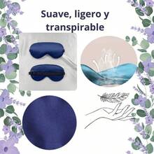 Pack con 3 antifaces para dormir en colores: negro, rosa y azul marino. Mascara de sueo tipo seda. El antifaz cubre suave y cmodamente los ojos y tiene correa ajustable. Apto para hombre y mujer. - Negro, Rosa, Azul Marino - Ver 8