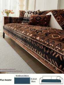 1 Stück nordischer und orientalischer Stil Flanell Sofakissenbezug, Herbst/Winter verstärkter warmer Sofabezug, tierfreundlich, Möbelschutz, passend für alle Sofas, maschinen-/handwaschbar, geeignet für Wohnzimmer, Schlafzimmer, Büro Sofa Dekoration