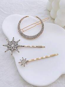 6pcs/3pcs/2pcs/1pc Vintage Stylish Minimalist Faux Pearl & Crystal Star Moon Hair Clips, Suitable For Hair Pins, Headbands, School Supplies Or Faux Pearl Hair Accessories, Side Bangs Clips For Daily, Outdoor, Commute, Party, Travel, Date, Music Festival