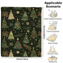 Christmas1pc Green Christmas Tree Flannel Blanket,280gsm,Throw Blankets, Blanket For Bed, Tapestry,Rug, Suitable For Home Decor,The Four Seasons,Winter Decorations, Bedroom Decor, Room Decoration Stuff, Living Room Decor, Picnic Blanket, Best Friend Gifts, Bed.