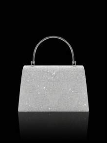 Charming And Elegant Women's Evening Handbag, Exquisite And Luxurious Shoulder Bag With Sparkling Rhinestone Embellished Necklace, Bracelet, Earrings Set, Stylish Shoulder Bag For Party Girls, Ladies, Bride, Perfect For Party, Wedding, Prom , Dinner/Banquet. - 銀色 - 查看 7