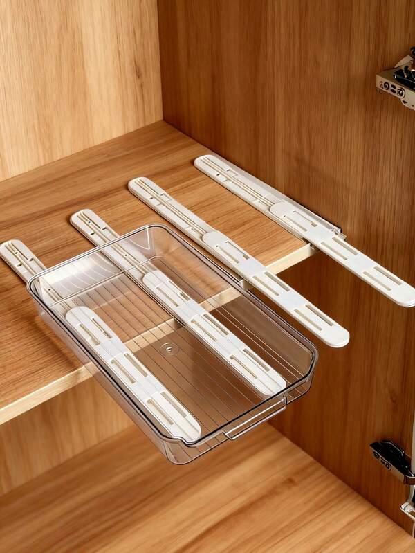 4pcs Self-Adhesive Sliding Rails, Easy Installation Drawer Slides, Multi-Functional Storage Rails Suitable For Home Kitchen, Dorm, Bathroom Cabinet And Closet Storage Boxes - DIY Drawer Guides