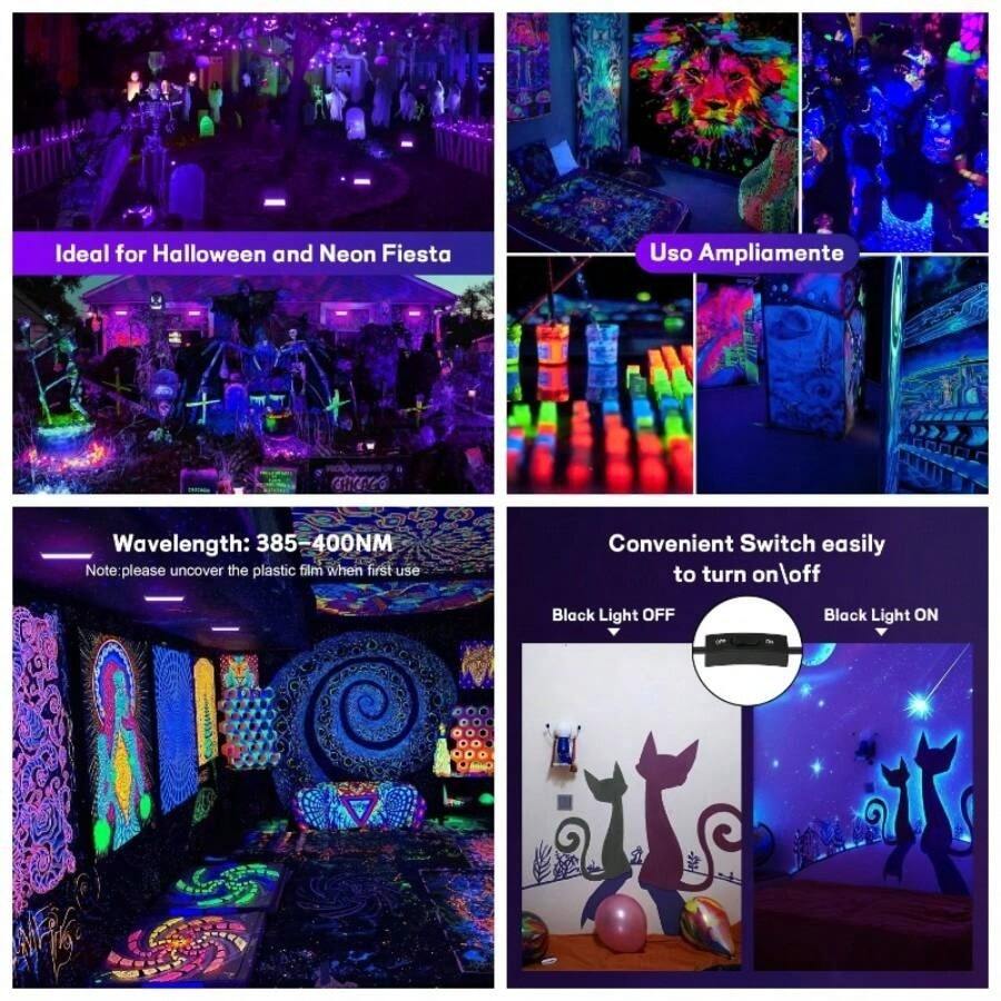 Luz Negra 50W 2023 Nueva Versin Reflector de Luz Negra Para Neon Exterior con Enchufem y Interruptor, Luz Negra para Halloween, Wall Paintings, IP66 Impermeable2 Unidad - 2 Unidad - Ver 1