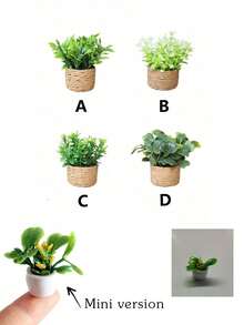 Artificial Woven Rattan Small Potted, Miniature Artificial Bonsai Plants Tiny Greenery, Faux Greenery Planter Pot Ornament, For Dollhouse Decoration, Mini Scenery Photography Props Low Maintenance Vivid Appearance, For Desktop Party, Kitchen, Garden Decor, Christmas Holiday Gift Home Decor, Back To School, Room Decor, School Supplies