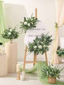 40pcs Mixed Artificial Eucalyptus Stems, Silver Eucalyptus Bunches, Fake Green Plant Branches For Wedding Bouquet, Floral Wall, Centerpiece Decor, Plastic Baby's Breath Fake Flower Bouquet