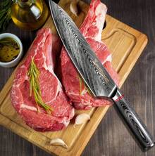 8-Inch Chef Knife Japanese For Kitchen: High Carbon Stainless Steel Sharp Cooking Knives Cutting Vegetable Ergonomic Handle