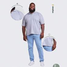 Men's Plus Size Cotton Polo Shirt - 灰色 - 查看 5