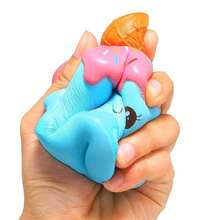 1PC Kawaii Unicorn Blue Cake Squeeze Soft Squishy Slow Rising Cream Scented Fun Toys, Fidget Toys - 彩色 - 查看 5