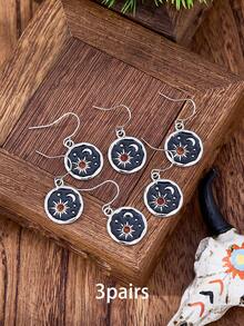 MONLOTTI 西部复古太阳、月亮和星星女士耳环，西部波西米亚风格珠宝，简约小银耳环，优雅耳饰。 - 銀色 - 查看 9