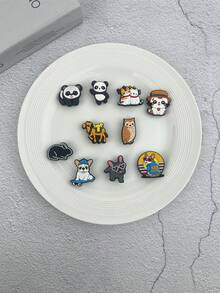 10pcs/Set Panda & Cat Cartoon Pattern Sandal Accessories, DIY Slippers Decoration, Suitable For Holiday Gifts - Multicolor - View 6