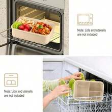 3-Compartment Adult Bento Lunch Box Set, Unisex Food Container With Utensils, Sauce Pot, Muffin Liner, Microwave & Dishwasher , Brown (Includes Knife, Fork, Spoon And Chopsticks), Kitchen, Christmas Gift - Nhiều màu - Xem 4