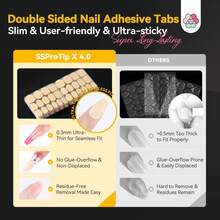 SAVILAND Pro Nail Adhesive Tabs 600 PCS : 30 Days Long Lasting Press On Nail Sticky Tabs 15 Sizes 0.3mm Ultra-Thin Waterproof For Shower Strong Nail Glue Sticker For Press Ons 20 Sheets Home DIY Use - 無色 - 查看 3