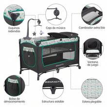 Cuna Corral Bebé Multifunción Plegable Con Cambiador Up650s - Gris Oscuro - Ver 2