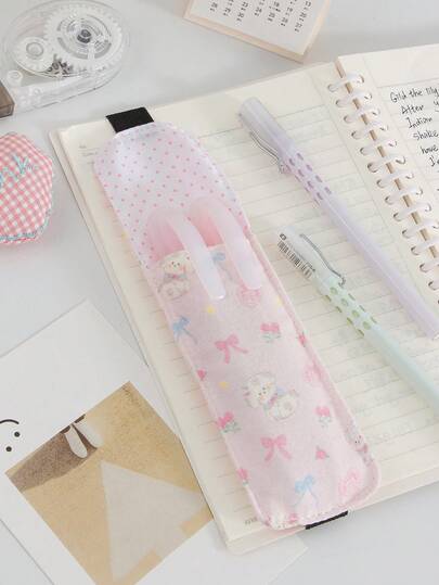 1 Peça Bolsa de Lápis Fofa com Laço e Urso, Estojo de Lápis Mini, Bolsa de Estojo de Papelaria com Elástico Ajustável, Bolsa de Armazenamento de Lápis Portátil Fofa, Estojo de Lápis para Viagem, Reunião, Estudo, Escritório, para Viagem, Escritório, Reunião, Estudo, Trabalho, Estudante, Papelaria Escolar, Volta às Aulas, Estojo de Lápis, Bolsa de Lápis, Bolsa Escolar