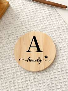 1pc Custom Wooden Coasters, Custom Insulation Pad Creative Base, Pine Coasters With Personalized Logo Name, Ideal Gift For Weddings, Engagements, Family Gatherings, Friends And Family, Can Be Customized With Your Name, Round Placemats, Beverage Coasters - Multicolor - View 4