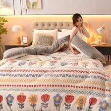 奢华波西米亚花卉和几何毛绒被子 - 超柔软，四季皆宜，可机洗，适合卧室和客房，完美的圣诞礼物，波西米亚风格毛毯涤纶面料