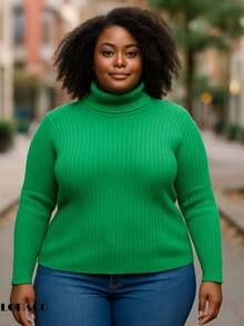 Women's Cacharrel PLUS SIZE Blouse LA High Neck And Long Sleeves - 軍綠色 - 查看 4
