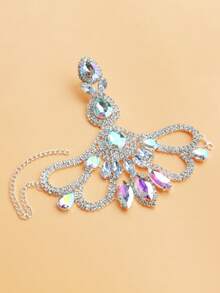 1PC Exquisite Statement Iced Out Shiny Rhinestone Finger Ring Bracelet Bling Bling Hand Back Chain Jewelry Prom Jewelry Accessories - Multicolor - View 3