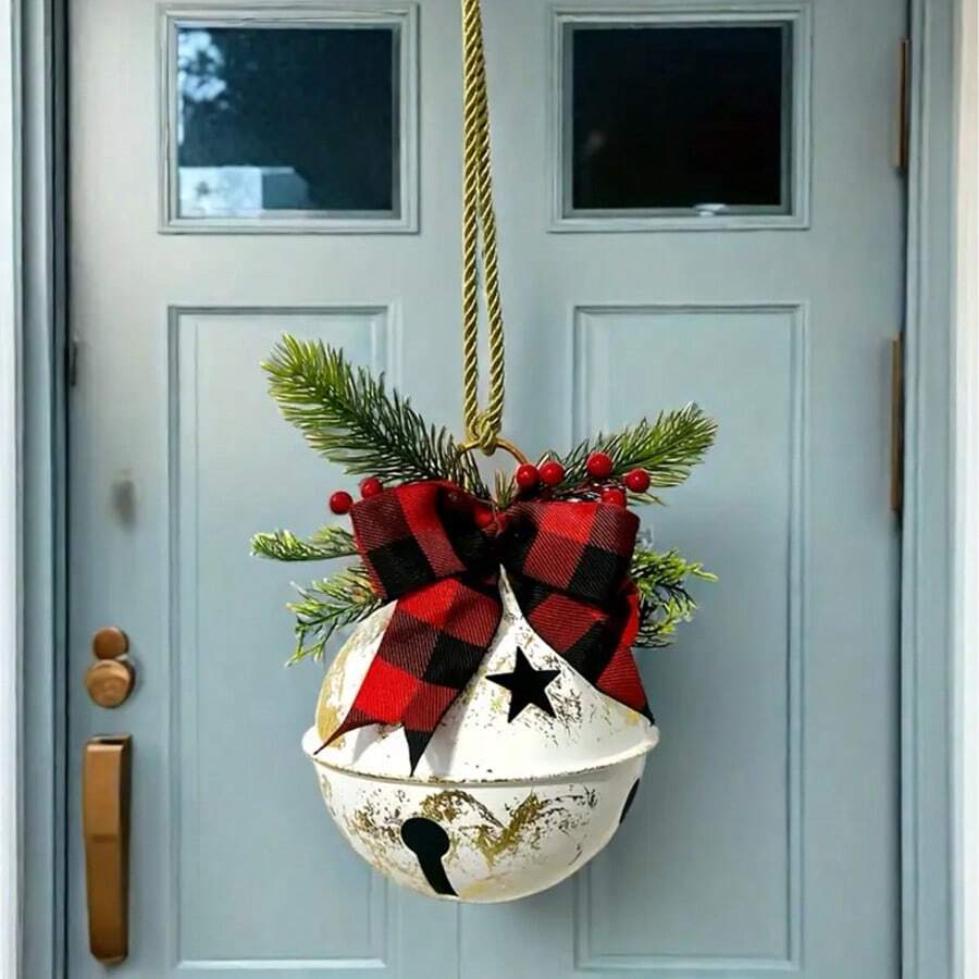 Bestselling Christmas Decorations Vintage Distressed Jute Rope Bell Christmas Tree Hanging Ornament, Large Metal Bell - Multicolor - View 1