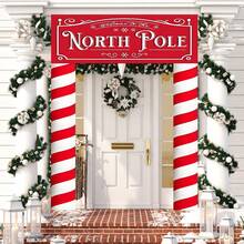 1 pieza Tela de fondo rojo navideño, rojo navideño, Polo Norte, patrón de copos de nieve, para decoración del hogar, decoración del porche, decoración al aire libre, decoración de fiesta de Navidad, decoración con tema ártico, regalos de Navidad, Feliz Navidad, regalo de Año Nuevo 2026