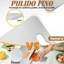 Tabla Para Picar Acero Inoxidable Doble Cara, Tabla de Picar Cocina, Titanium Cutting Board, Tabla Picar Titanio, Tabla de Metal Para Cortar Cocina, Duradero Anticorrosin34x23cm - 1 l x 20 cm - Ver 5