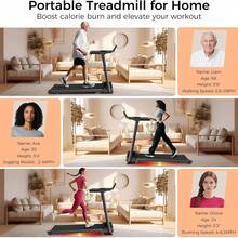 Portable Treadmill With Incline, 3.0HP Walking Pad With Handle Bar, 3-In-1 Foldable Treadmill For Home Office Small Space With Quiet Brushless, 300 LBS Capacity - 黑色 - 查看 8