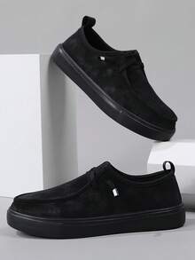 男士休闲舒适时尚运动鞋 - 透气、时尚高街一脚蹬鞋,带松紧带,透气密网眼,适合所有季节,圆头,织物鞋面,EVA 鞋底,时尚百搭的男士运动鞋、学生鞋、适合所有季节的户外徒步街头服饰,轻便耐用 - 黑色 - 查看 4