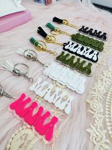 1 pieza Llavero personalizado de acrílico con nombre y flor de colores, recuerdos de fiesta de cumpleaños, regalo personalizado para la niña de las flores, etiqueta de mochila con nombre para niña, dijes de a juego, etiqueta de bolso de acrílico - Llavero de acero + anilla de cadena de 4 eslabones - Ver 10