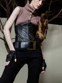 1 件纯色复古 PU 皮革复古宽美国西部牛仔性感 Y2K 坏蛋风格腰带，凸显腰线，修饰臀部，拉长腿部，百搭适合搭配裙子、裤子、休闲装、约会、假期夏季、秋季、万圣节 - 彩色 - 查看 11