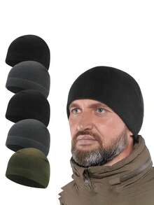1pc,5pcs Men's Winter Cycling Caps - Breathable & Stretchable KnitFabric, Machine Washable, Warm Skull Caps For Cold Weather Ridingldeal Christmas Gift - Multicolor - View 7