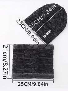 2 Stücke Winter Warm Fashion Urban Beanie Set - Dicke Fleece Halswärmer und Beanie mit warmen Ohren, Beanie Radfahren Winddicht gestrickte Mütze für Herren Damen